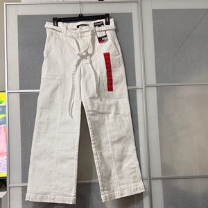 Hudson Jeans White Wide Leg Belted Jean